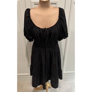 Liberty Love Black Peasant‎ Dress Juniors Size 3XL Tiered Puff Sleeve Milkmaid